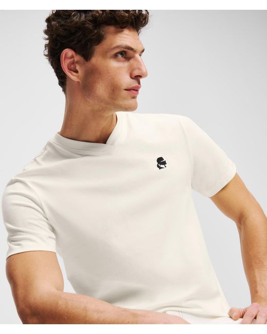 Karl Lagerfeld White Kameo V-Neck T-Shirt for men