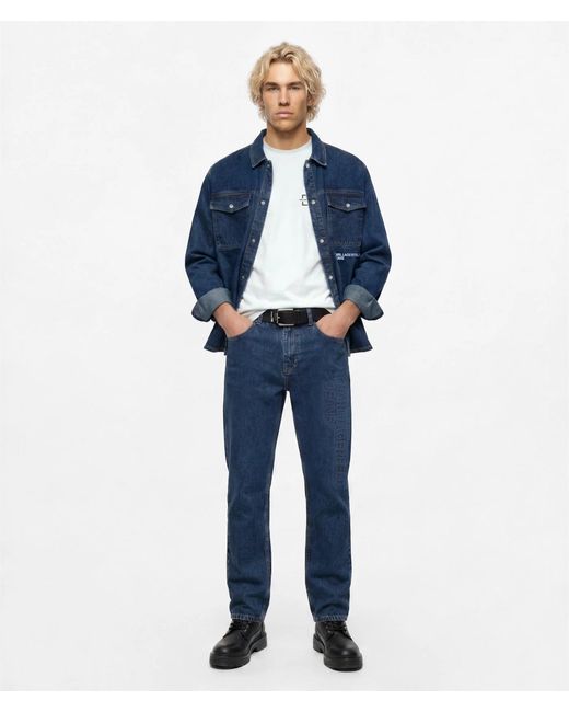 KL Jeans Blue Logo Denim Overshirt for men