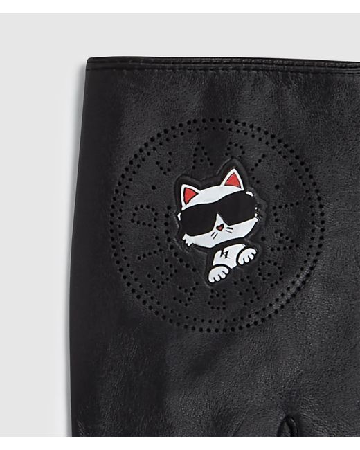 Karl Lagerfeld Black Ikon Circle Choupette Fingerless Gloves