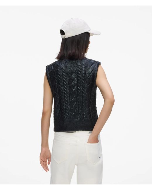 KL Jeans Blue Cropped Cable Knit Vest