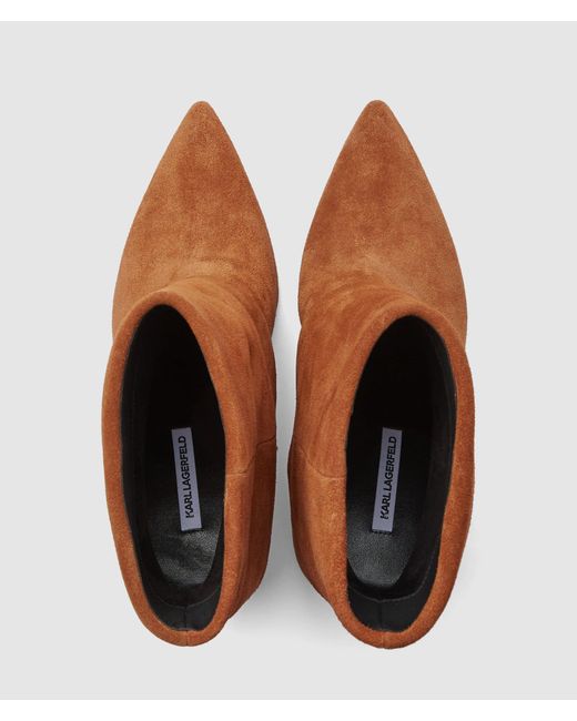 Karl Lagerfeld Brown Debutante Fold-Down Ankle Boots