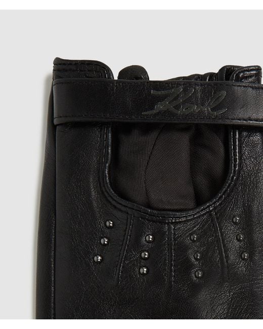 Karl Lagerfeld Black K/Signature Fingerless Gloves