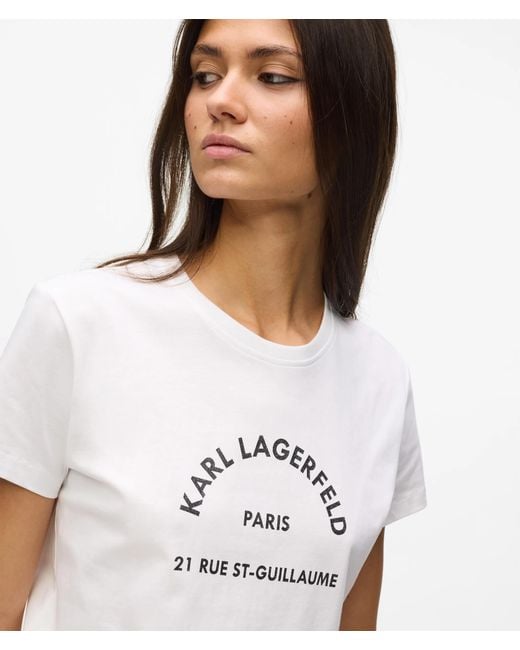 Karl Lagerfeld White Slim-Fit Rue St-Guillaume Glitter T-Shirt