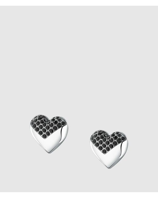 Karl Lagerfeld Metallic Heart Stud Earrings