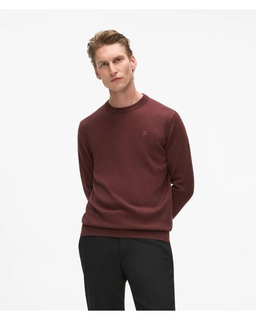 Karl Lagerfeld Red Wool Crew Neck Sweater for men