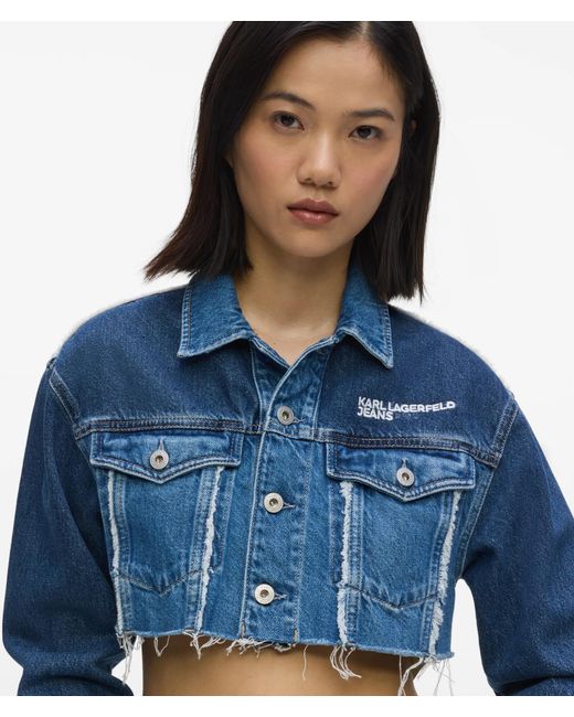 KL Jeans Blue Blocked Denim Micro Jacket