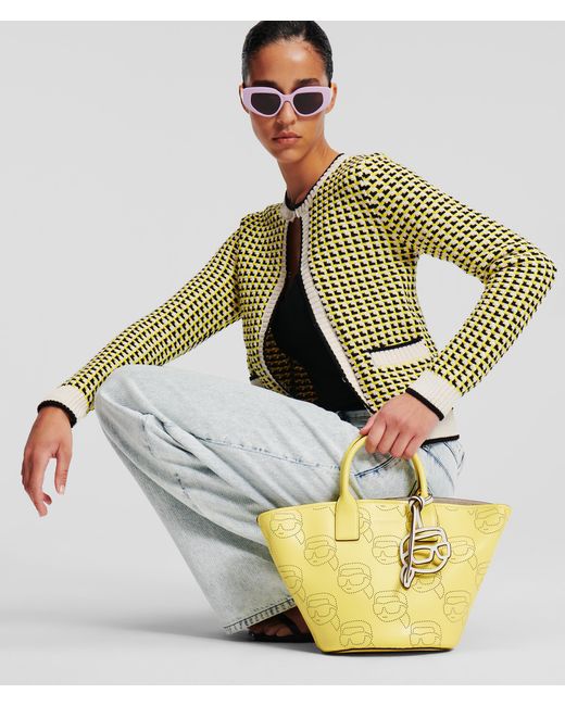 Sac Cabas Perforé K/ikonik Karl Lagerfeld en coloris Yellow