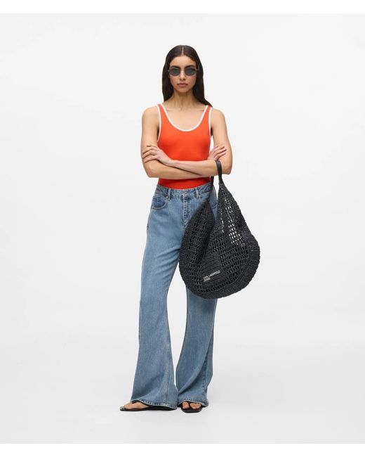 KL Jeans Black Summery Woven Hobo Bag