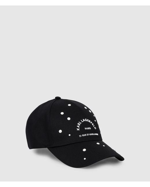 Karl Lagerfeld Black Rue St-Guillaume Faux-Pearls Cap