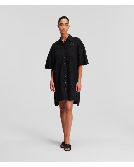 Robe-chemise Avec Broderie Anglaise Karl Lagerfeld en coloris Black