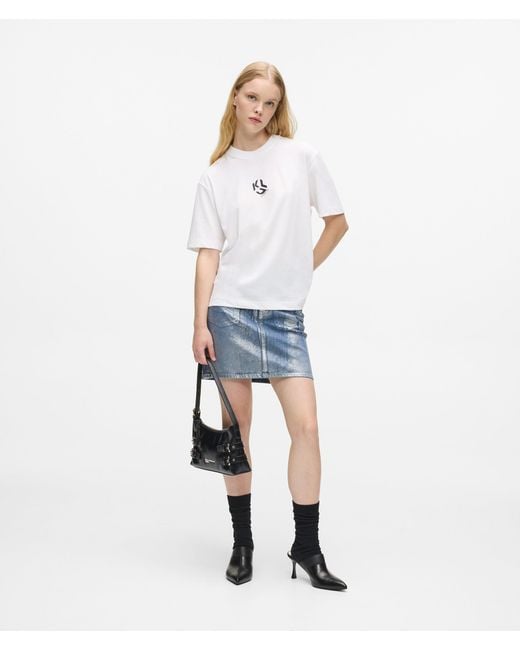 KL Jeans White Regular-Fit Monogram T-Shirt