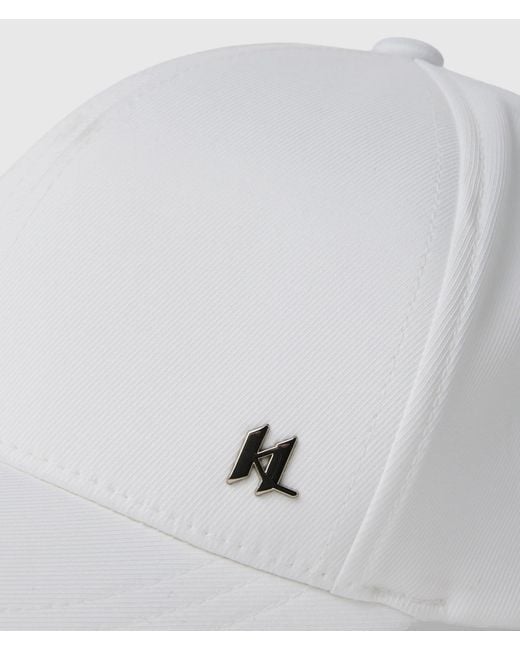 Karl Lagerfeld White Monogram Baseball Cap for men