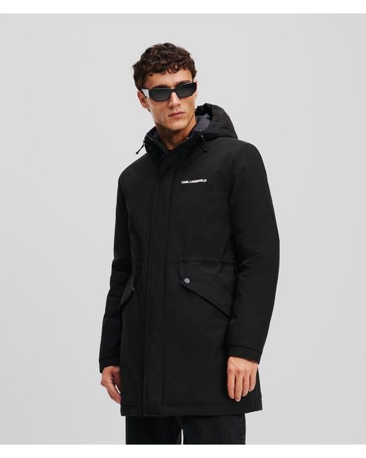 Karl Lagerfeld Black Ultra Lightweight Hooded Parka for men