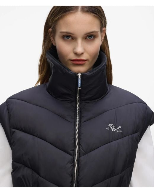 Karl Lagerfeld Black Signature Lightweight Padded Gilet