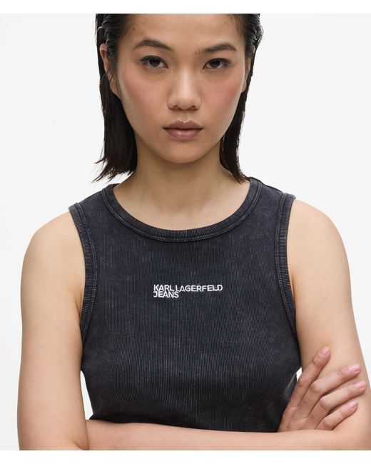 KL Jeans Black Washed Ribbed Tank Top