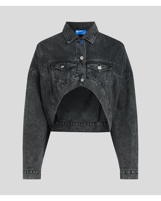 Karl Lagerfeld Black Oversized Cropped Denim Jacket