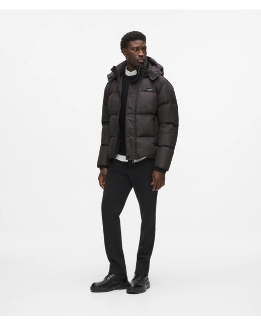 Karl Lagerfeld Black Short Hooded Puffer Jacket for men