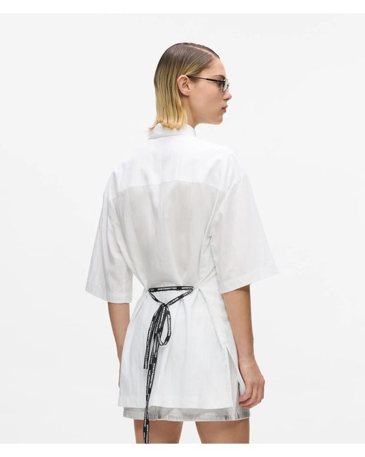 KL Jeans White Short-Sleeved Tie Waist Shirt