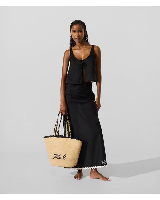 Karl Lagerfeld Black Tie-Front Beach Top