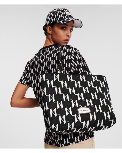 Karl Lagerfeld Black K/monogram Knit Large Tote Bag