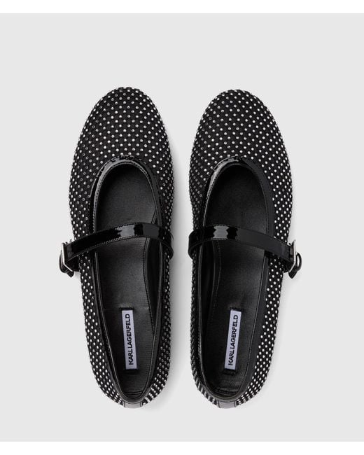 Karl Lagerfeld White Karo Gemstone Mesh Mary Janes