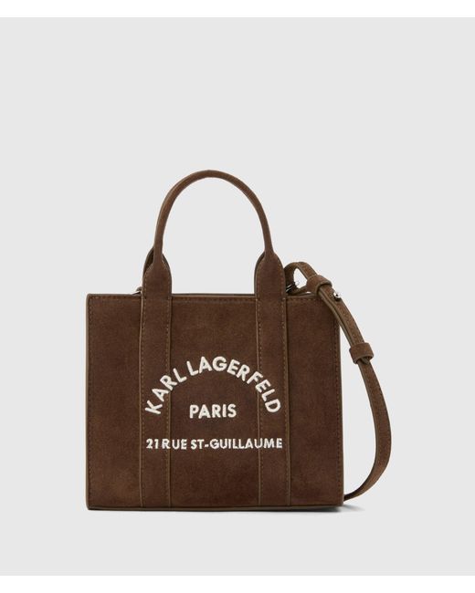 Karl Lagerfeld Brown Rue St-Guillaume Mini Faux-Suede Tote Bag