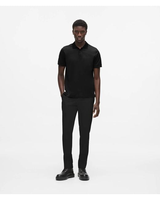 Karl Lagerfeld Black Square-Button Polo Shirt for men