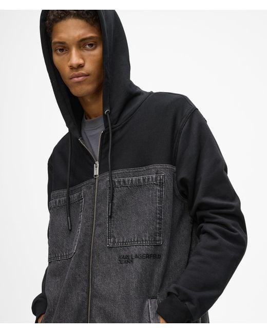 KL Jeans Black Denim Panel Jacket for men