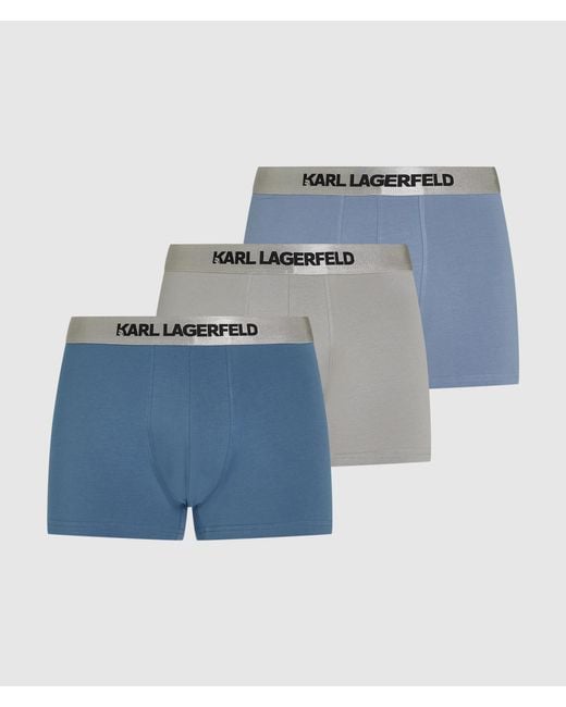 Karl Lagerfeld Blue Metallic Logo Trunks – 3-Pack for men