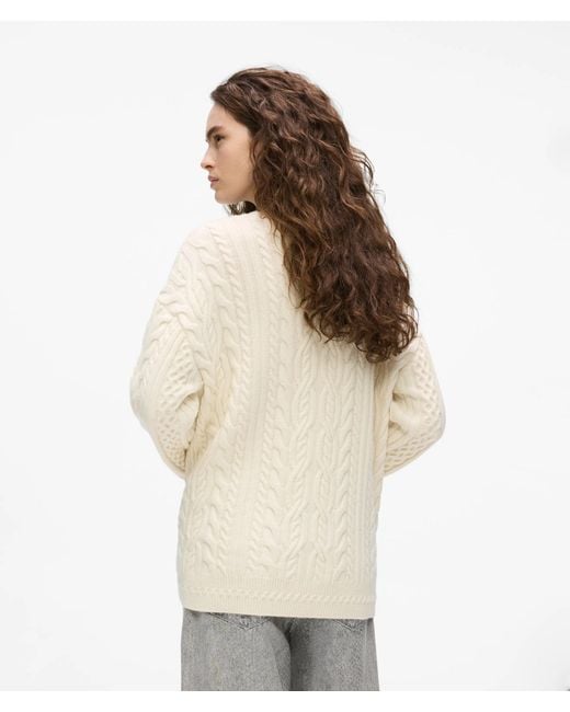 Karl Lagerfeld White Chunky Cable Knit Sweater