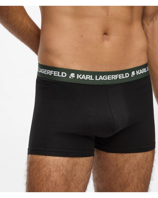 Karl Lagerfeld Black Contrast Waistband Trunks – 5-Pack for men