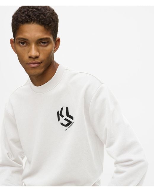 KL Jeans White Monogram Patch Sweatshirt for men
