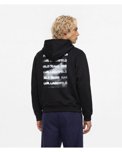KL Jeans Black Ombré Box Logo Hoodie for men