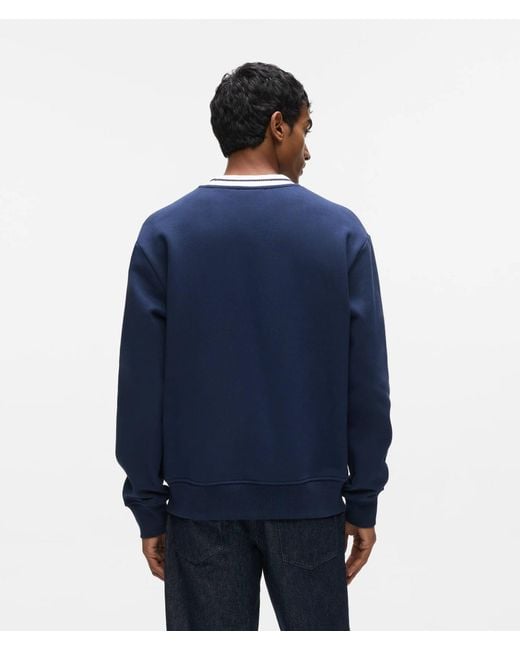 Karl Lagerfeld Blue Ikon Striped Neck Sweatshirt for men