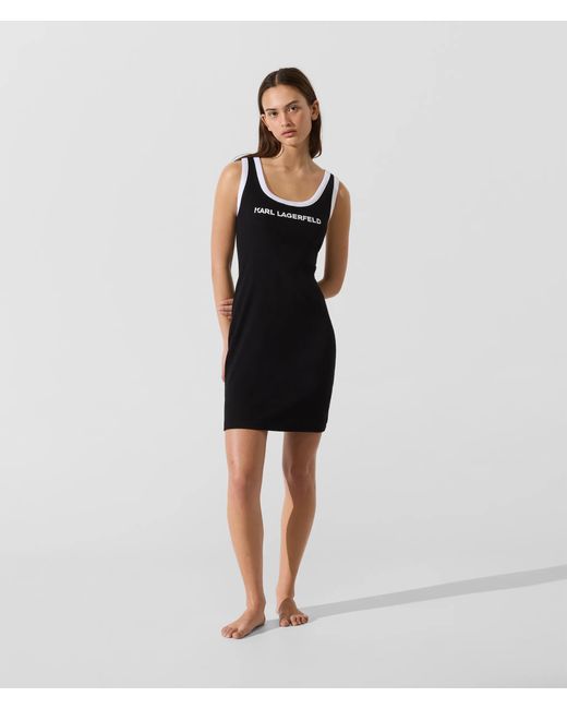 Karl Lagerfeld Black Logo Beach Tank Dress