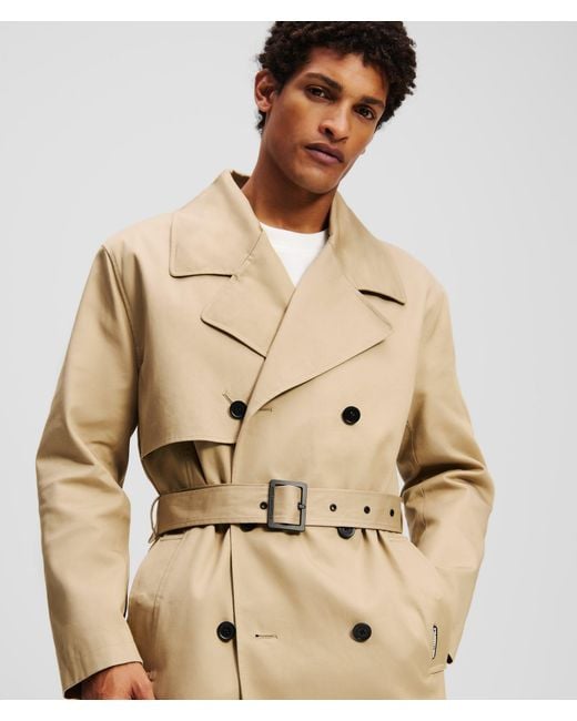 Karl Lagerfeld Natural Hooded Trench Coat for men