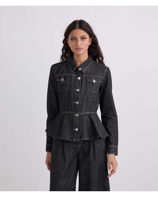 Karl Lagerfeld Black Contrast Stitch Denim Jacket