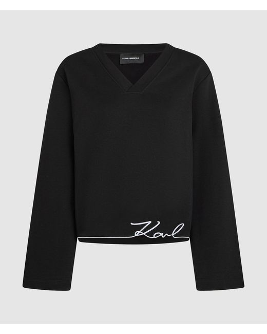 Karl Lagerfeld Black Sweatshirt Mit Signature Saum
