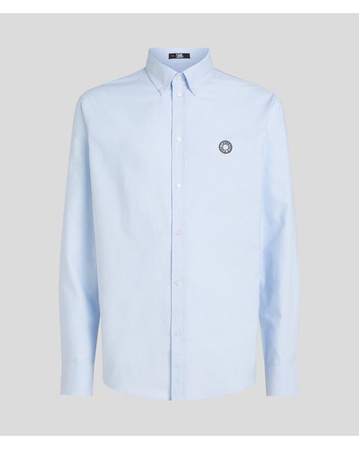 Karl Lagerfeld Blue Circle Logo Oxford Shirt for men