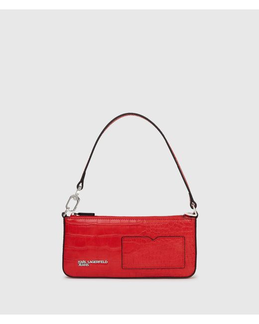 KL Jeans Red Transformable Croco Pouch