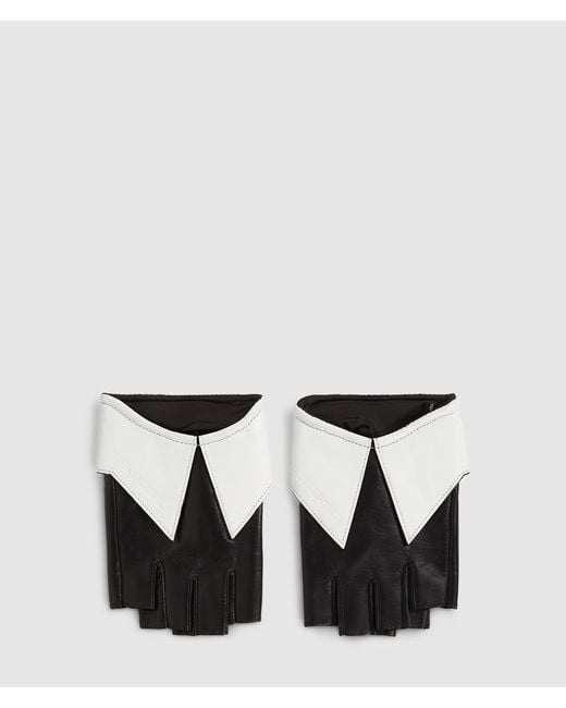 Karl Lagerfeld Black Fingerlose Handschuhe Mit Kragendetail, Damen, Größe