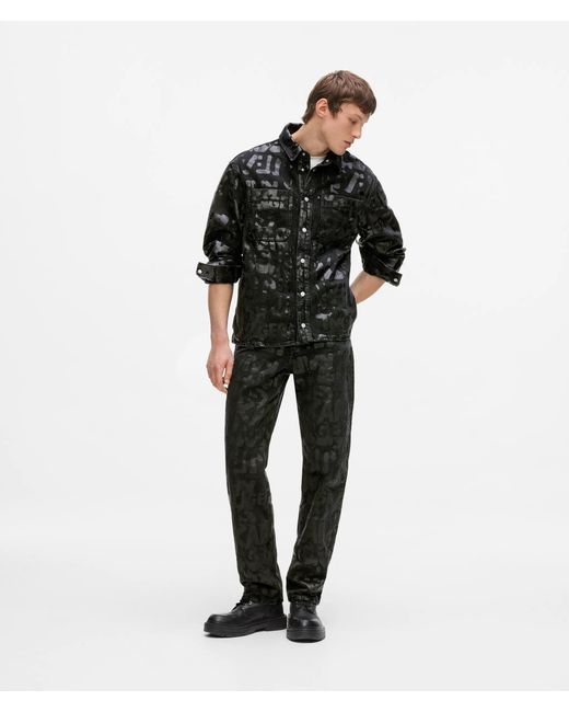 KL Jeans Black All-Over Logo Denim Overshirt for men