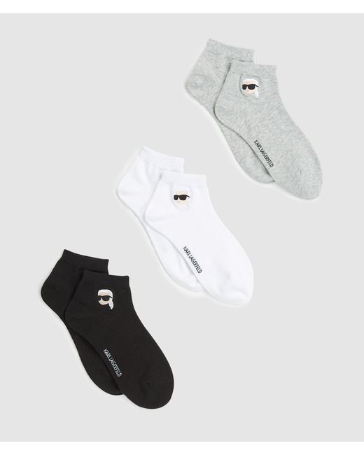 Karl Lagerfeld Metallic Ikon Short Socks – 3 Pack, Multicoloured