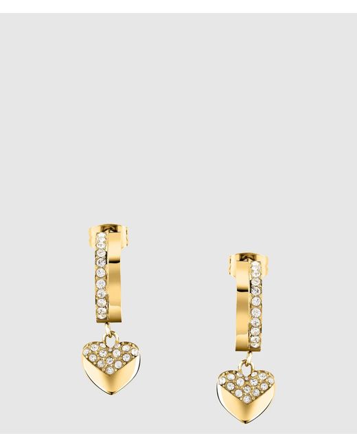 Karl Lagerfeld Metallic Heart Hoop Earrings