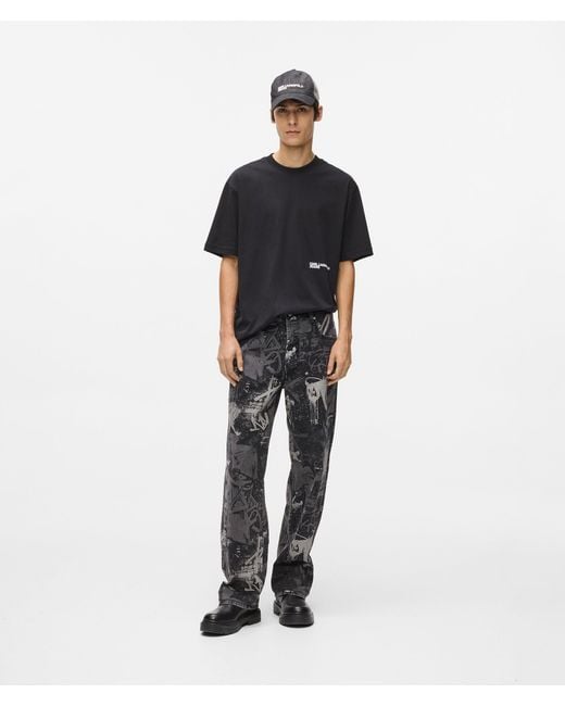 KL Jeans Blue Paint-Effect Relaxed Jeans for men