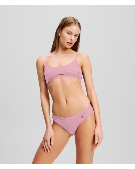 Karl Lagerfeld Orange Ikon Ribbed Peephole Bralette