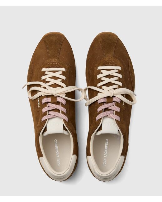 Karl Lagerfeld Brown Astra Volly Suede Sneakers for men