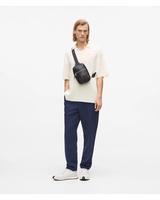 Karl Lagerfeld Black Monogram Patch Slingbag for men