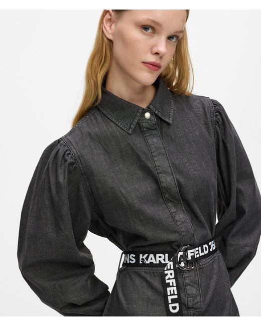 KL Jeans Black Belted Denim Dress