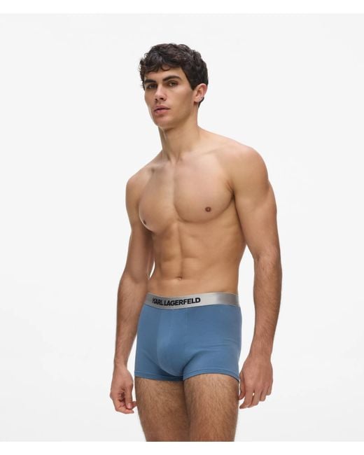 Karl Lagerfeld Blue Metallic Logo Trunks – 3-Pack for men